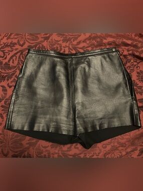 American Apparel Black Leather Tap Pants - Classic High-Waist